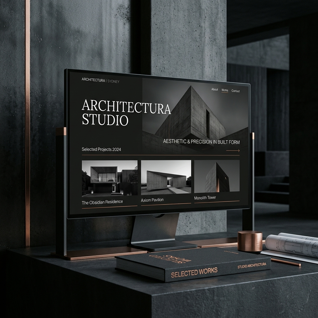 Luxe architectuur bureau website — premium dark design